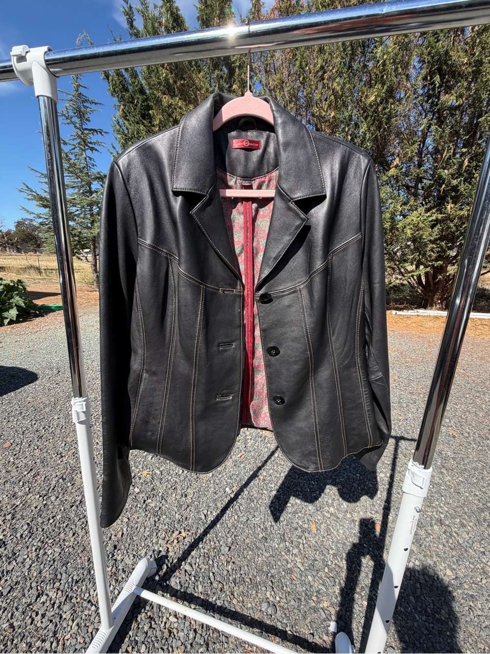 Wilsons Leather Black Women's Button-Front Leather Blazer